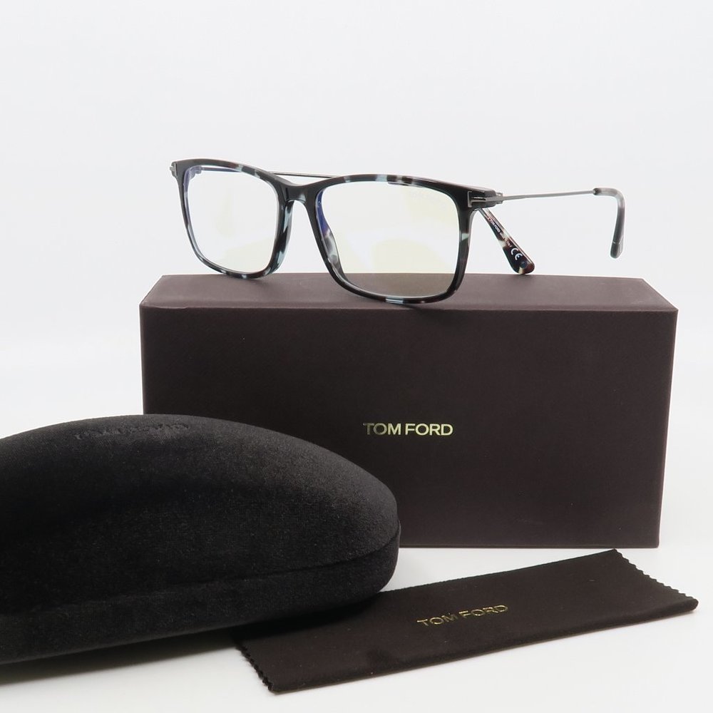 Tom Ford TF 5758-B 055 54mm Black and Grey, Rectangular, New Men's Eyeglasses.